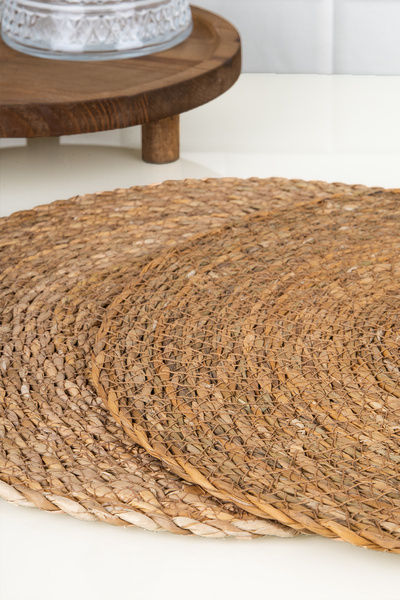 dnshome 2-Piece Wicker Plate Knitted American Service Plate Pan Pot Mat Tableware Service Presentation