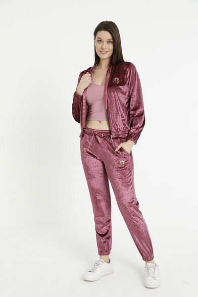 Miss Dünya Lissa Velvet Colored Women's Tracksuit Set - Hooded and Undershirt