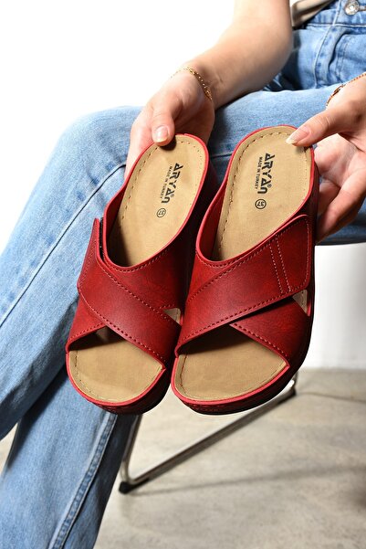 AlbiShoes 4.5 Cm Velcro Soft Sole Anatomical Light Heeled Women's Slippers