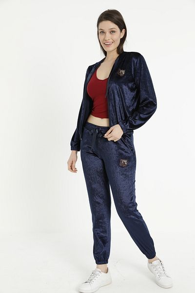 Miss Dünya Lissa Velvet Colored Women's Tracksuit Set - Hooded and Undershirt