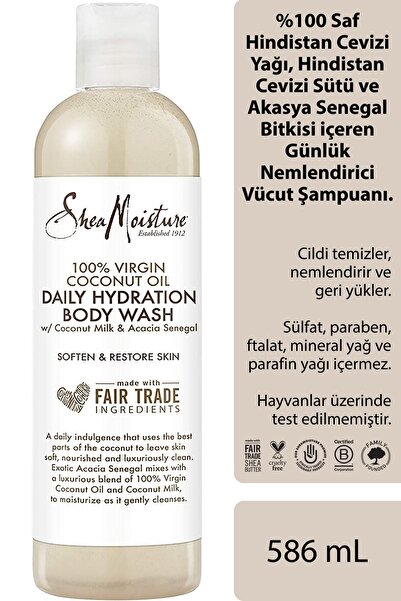 Shea Moisture %100 Saf Hindistan Cevizi Yağlı Günlük Nemlendirici Vücut Şampu...