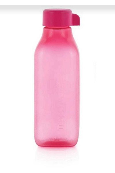 Tupperware زجاجة مياه مربعة سعة 500 مل باللون الوردي