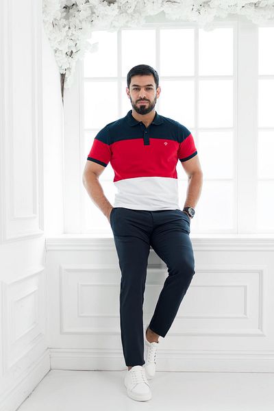 Paul Martin Regular Fit Polo Neck Patterned T-shirt - 100% Cotton