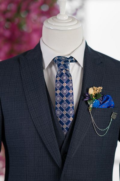 LUİGİ DİBERTİ Luigi Diberti - Pointed Collar and Print Double Slit Slimfit Suit