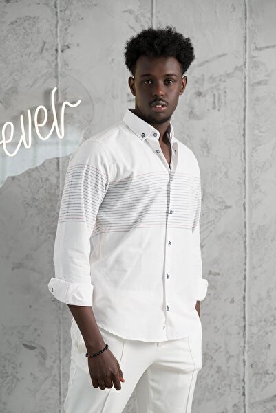 ADVANTE Памукова сорочка з коміром на ґудзиках, облягаючий крій, літня