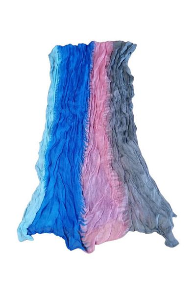 ByEnBi Batik Colored Shawl Hand Painted Light Blue Blue Pink Gray