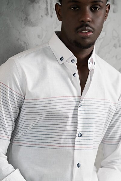 ADVANTE Памукова сорочка з коміром на ґудзиках, облягаючий крій, літня