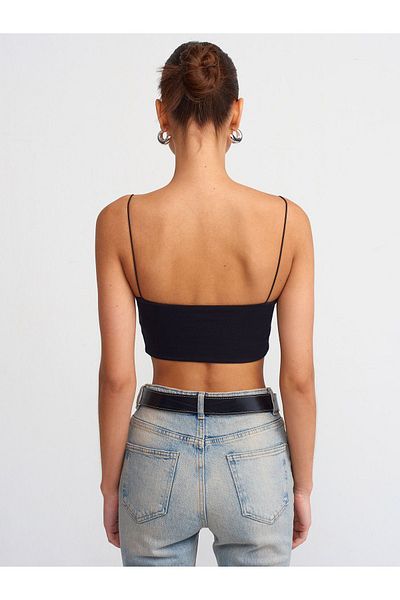 Dilvin 20793 Crop Top cu bretele-Negru