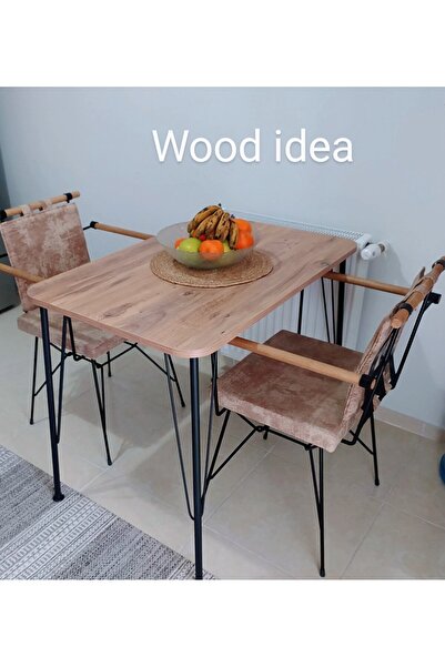 wood idea Metal Ayaklı 60x90 Mutfak Masası Balkon Masası Çalışma Masası