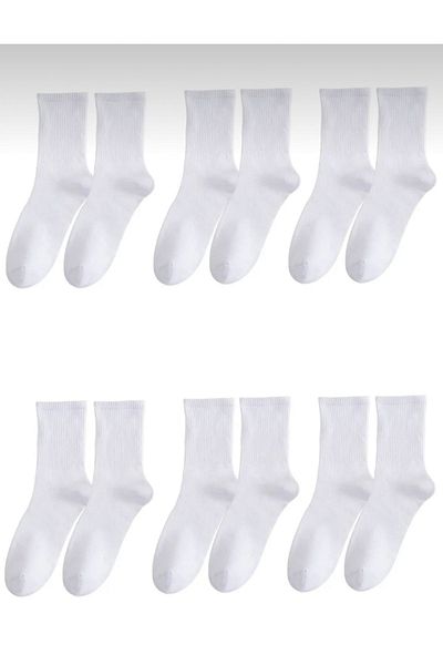 myDea 6 Pack White College / Κάλτσες τένις Unisex Λευκές κάλτσες