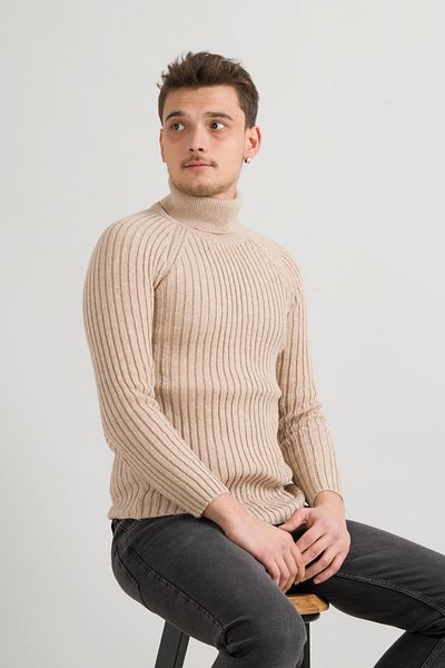 AKÇAYLAR Ανδρικό πουλόβερ Slimfit Self Striped Full Fisherman Βαμβακερό Πλεκτό Πλεκτό