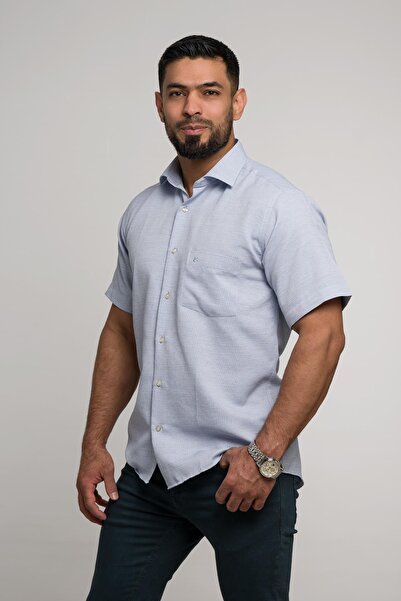 evrytime Широкий і зручний (об'ємний) крій з кишенями та манжетами, класична коротка сорочка для чоловіків