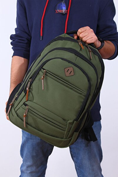 Fiyaka GK19 حقيبة ظهر مدرسية للجنسين للطلاب يوميًا للسفر والعطلات والرياضة والمشي لمسافات طويلة ورحلة السفر والتخييم يوميًا باللون الأخضر