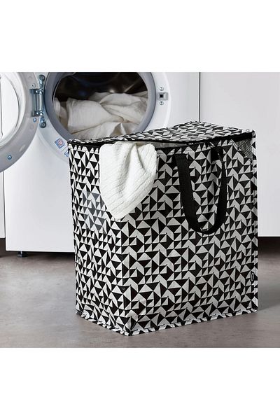 IKEA Чанта за носене на дрехи 40x25x47 см, полипропилен, черно-бяла
