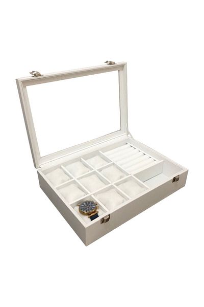 kutuveaksesuar Watch Ring Cufflink Glasses Multi-Purpose Jewelry Box Wooden Case Leather Covered Watch Box