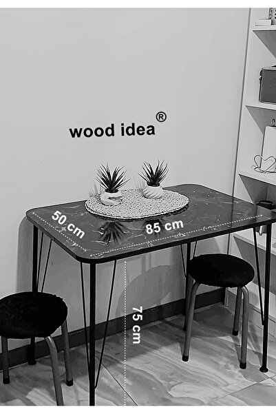 wood idea 50x85 Cm Firkete Ayaklı Mermer Desen Mutfak Masası,yemek Masası..ba...