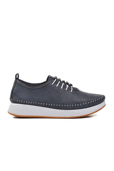 AYAKMOD 24077 Navy Blue Genuine Leather Women's Casual Shoes