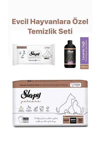 Sleepy Petcare 30 Adet Çiş Pedi 60 Adet Evcil Hayvan Islak Mendili Evcil Hayv...