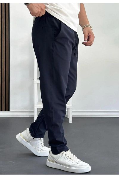 nuripo Men's Navy Blue Relaxed Cut Parachute Fabric Trousers