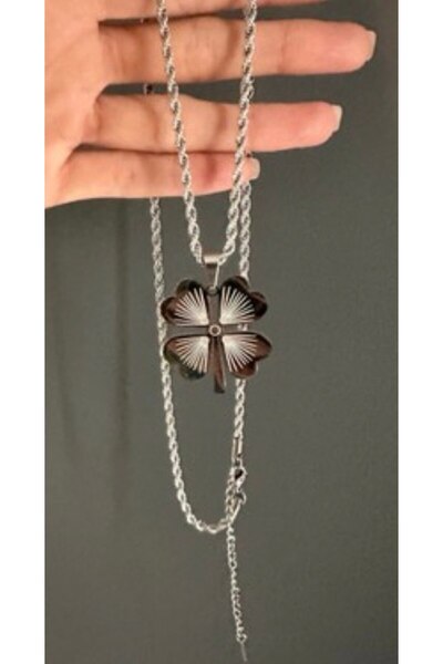 MODA Steel Women's Clover Necklace - 1St Sinif Twist Chain Clover End