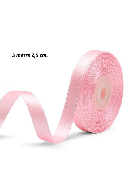 serap çiçekçilik 5 Metre 2,5 cm. Pembe Saten Kurdele