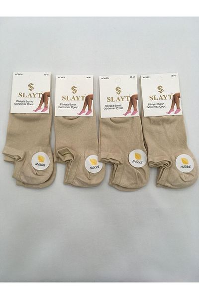 Slayt 4 τεμάχια Cotton Modal Mixed μονόχρωμα λεπτά καλοκαιρινά γυναικεία αόρατα μποτάκια (sneakers)