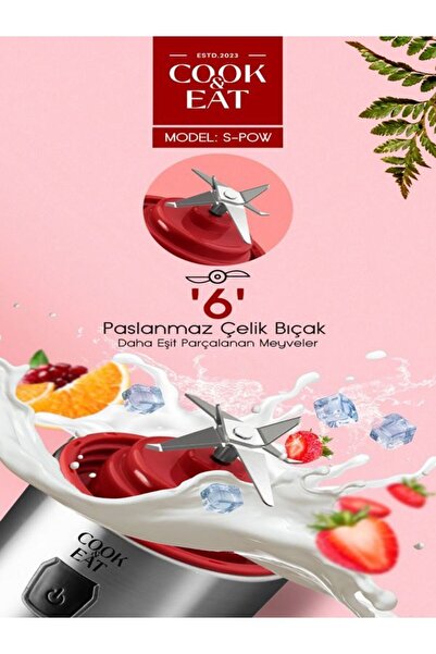 DEANB BPA İÇERMEZ TURBO Buz Kırıcı Paslanmaz 6 Çelik Bıçaklı Şarjlı 450 ml Taşınabilir Kişisel BLENDER