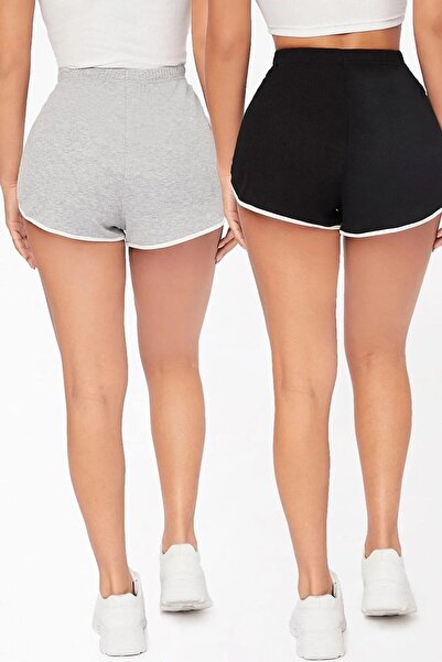 DAXİS Sportwear Company Baskılı Biyeli Penye Yırtmaçlı Ipli Mini Şort DAXİS Sportwear Company