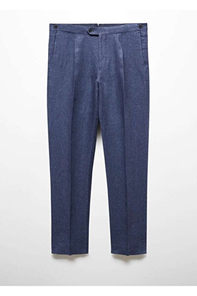 MANGO Man %100 balıksırtı keten slim fit kumaş pantolon