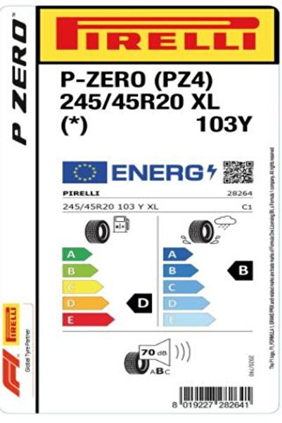 Pirelli 245/45 R20 103Y XL P zero (PZ4) * Oto Yaz Lastiği ( Üretim : 2024 )