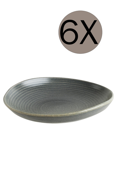 Bonna Porselen Hornfels Ripple Çukur Tabak 26 cm 1000 cc 6'lı Takım HORRPL26CK