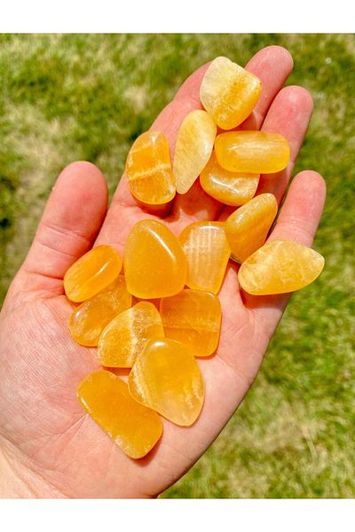 Mystic Energy 1Pc Wallet Size Drumed Natural Calcite Stone | Natural Stone as a Gift |   Gift Natural Stone