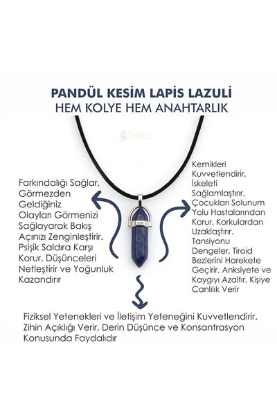 Mystic Energy Lapis Lazuii Natural Stone - Pandula Cut Necklace and Keychain| Gift Natural Stone