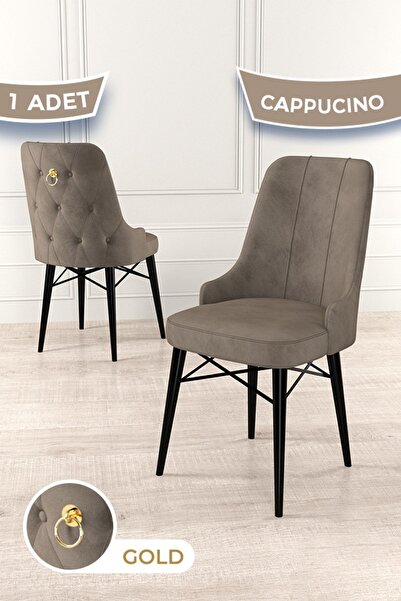 Canisa Pare Serisi, 1.sınıf Babyface Kumaş Yemek Odası Kahve Sandalye , Siyah...