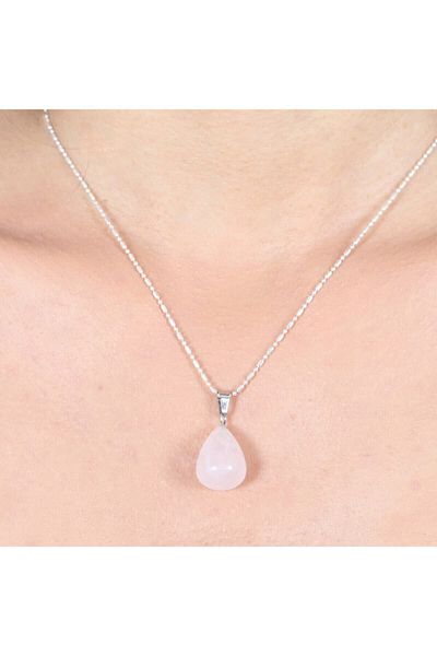 Mystic Energy Natural Stone Pink Quartz Drop Cut Necklace |   Gift Natural Stone