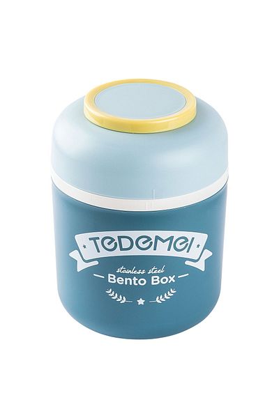 Tantitoni 036-01-TEDEMEI BLUE STAINLESS STEEL ROUND BODY CONTAINER WITH SPOON 780ML
