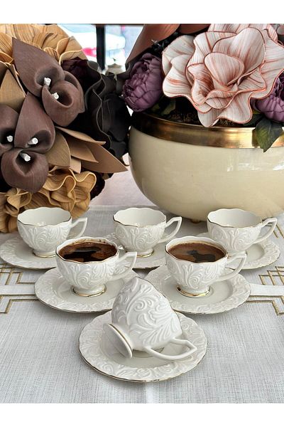 MD MİMOZA DEKOR Rose Turkish Coffee Cup - 12 Pieces for 6 People