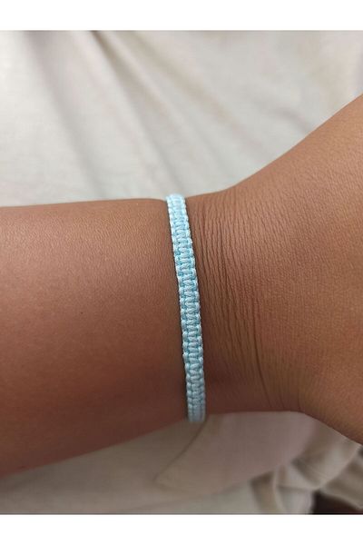 TREND Unisex Knitted Light Blue Macrame String Bracelet – Handmade, Water Resistant, Adjustable