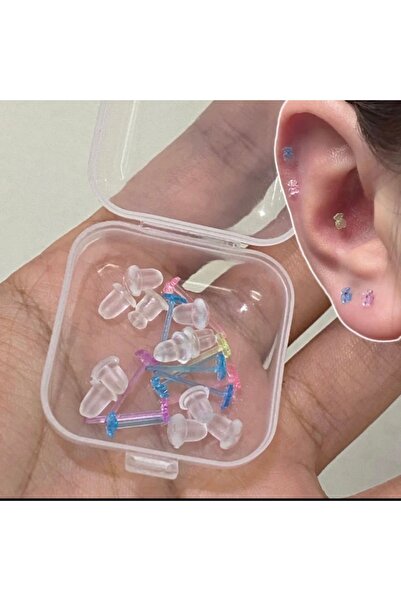 AKSESUARİZY Plastik Şeffaf Okul Küpesi Teddy Bear Ayıcıklı Küpe