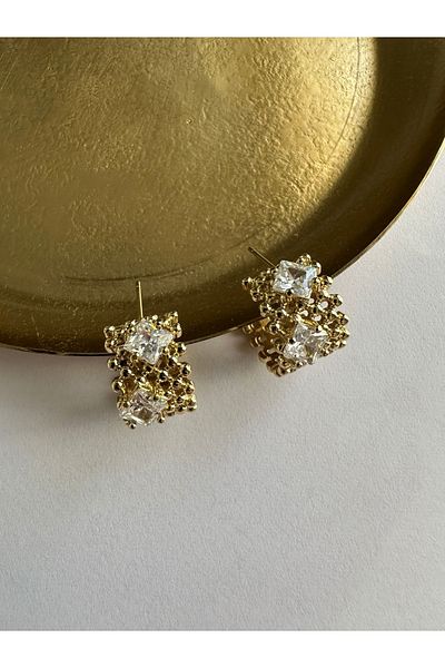 ringbox Steel Stainless Stone Vintage Earrings