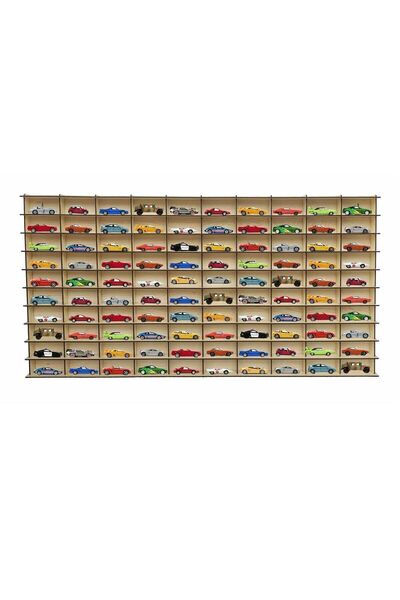 Woodbu Ahşap Akçaağaç Yatay Hobi Araba Rafı 100 Araçlık