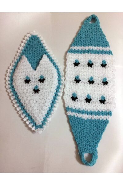 TülaysHandCraft مجموعة مناشف حمام طويلة محبوكة يدويًا على شكل مثلث وزهور