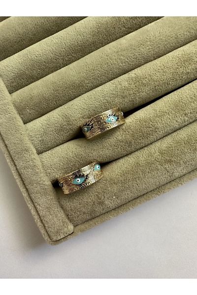 ringbox Gold Blue Eye Detailed Enameled Ring