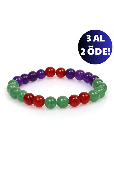 Mystic Energy Natural Stone Happiness Talisman Bracelet | Amethyst,Aventurine,Agate |   Gift Natural Stone