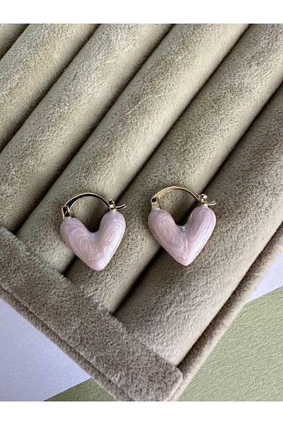 ringbox Light Pink - Pearlescent Heart Earrings