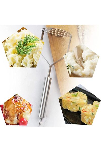 safestore Potato Paste Puree Maker Luxury Stainless Metal Potato Masher 26 Cm