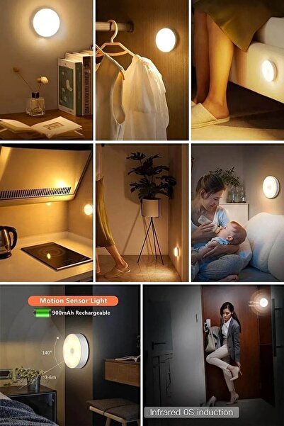 safestore Hareket Sensörlü Usb Şarjlı Led Işık Dolap Içi Ev Aydınlatma Gece Lambası Led Işık - 1 Adet