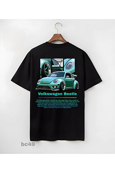 Butik wolksvagen beetle baskılı oversize tişört t-shirt