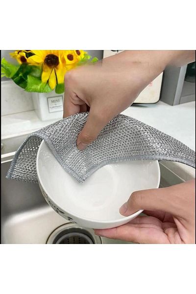 safestore 2 Pieces Double Layer Waterproof Stainless Wire Dishwasher Wire 2 Layers Dirt Rust Remover Wire