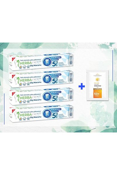 Herbadent Plant Extract Fluoride-Free Toothpaste 4 Pack & Gift Cozmoderm Sunscreen